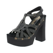 Sbicca Womens Amaliya Leather Slingback Sandals Black 10 Medium (B,M)