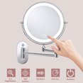 thumbnail image 6 of Wall Mounted Makeup Mirror,10X Majnifying Mirror LED Light Dimmable Touch Screen,USB Charge,8 Inch Extendable Double Sided Vanity Mirror,Chrome, 6 of 9