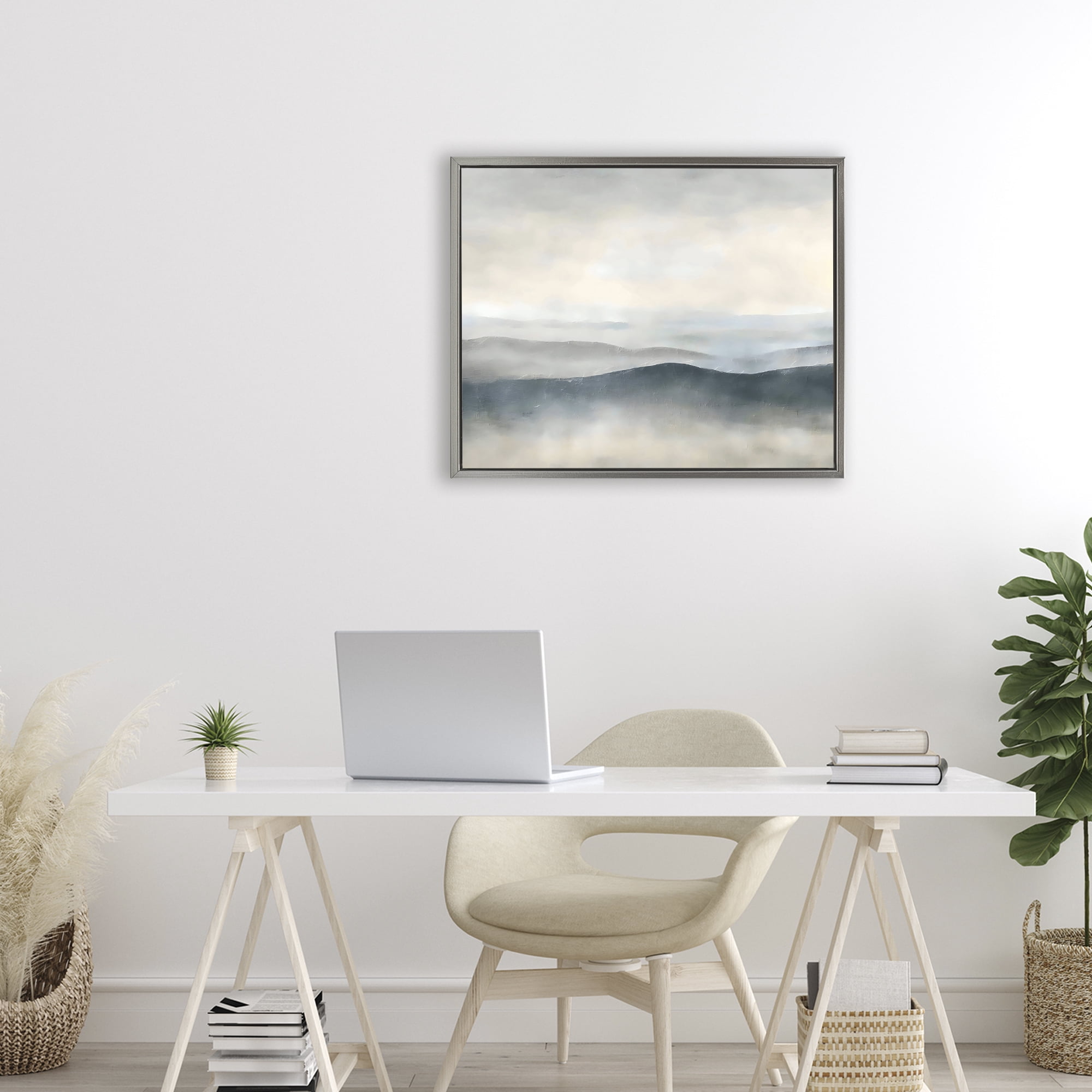 Stupell Industries Muted Horizon Serenity Gray Framed Floater Canvas Wall Art, design by Riley B