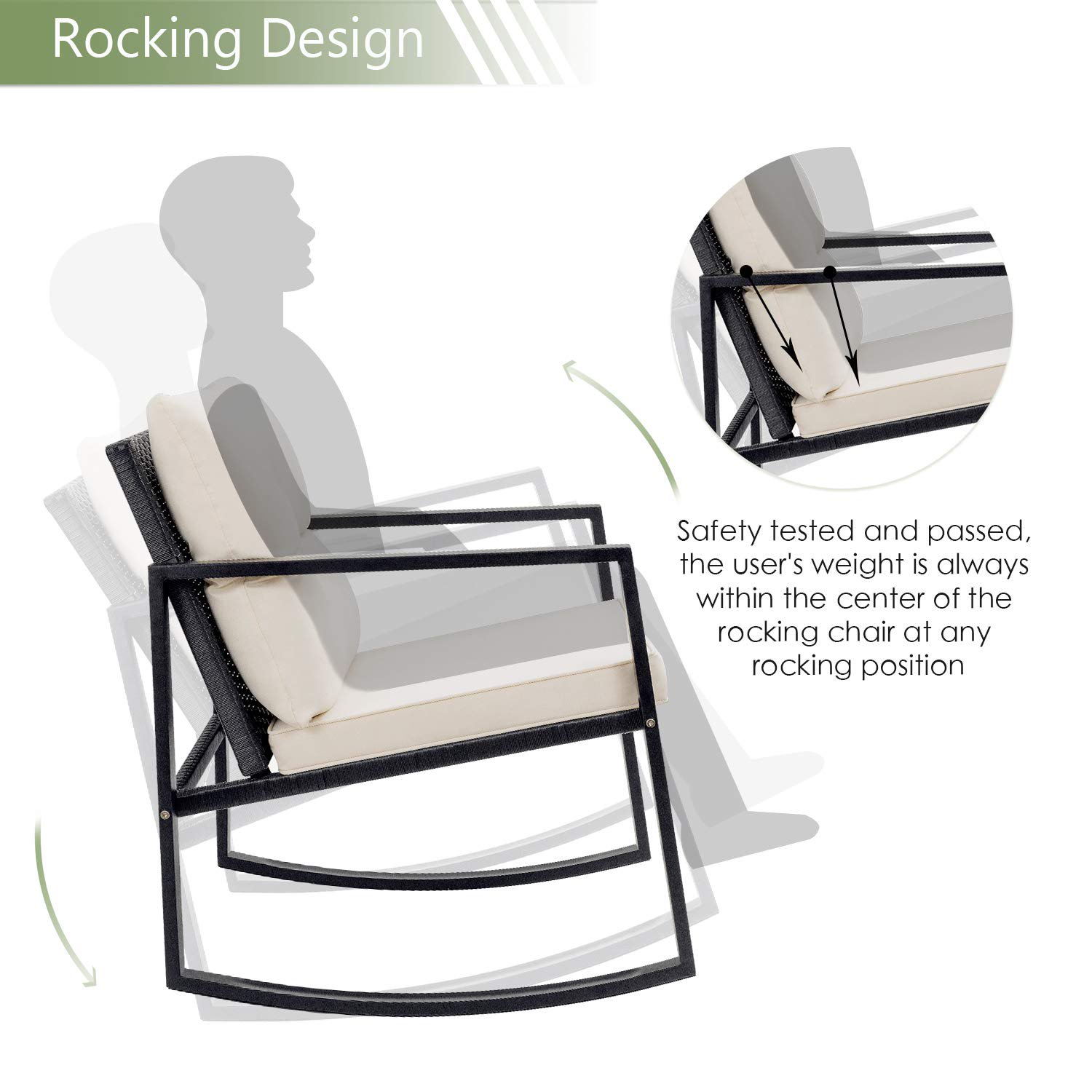 Walnew 3 Pieces Patio Furniture Set Rocking Wicker Bistro Sets Modern Outdoor Rocking Chair Furniture Sets Cushioned Pe Rattan Chairs Conversation Sets With Glass Coffee Table Black Walmart Com Walmart Com