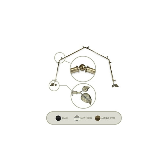 Adjustable Curtain Rods 20-72 Inch, Mid-Century Modern Hardware Set, Antique Brass Finish, Telescoping Rods