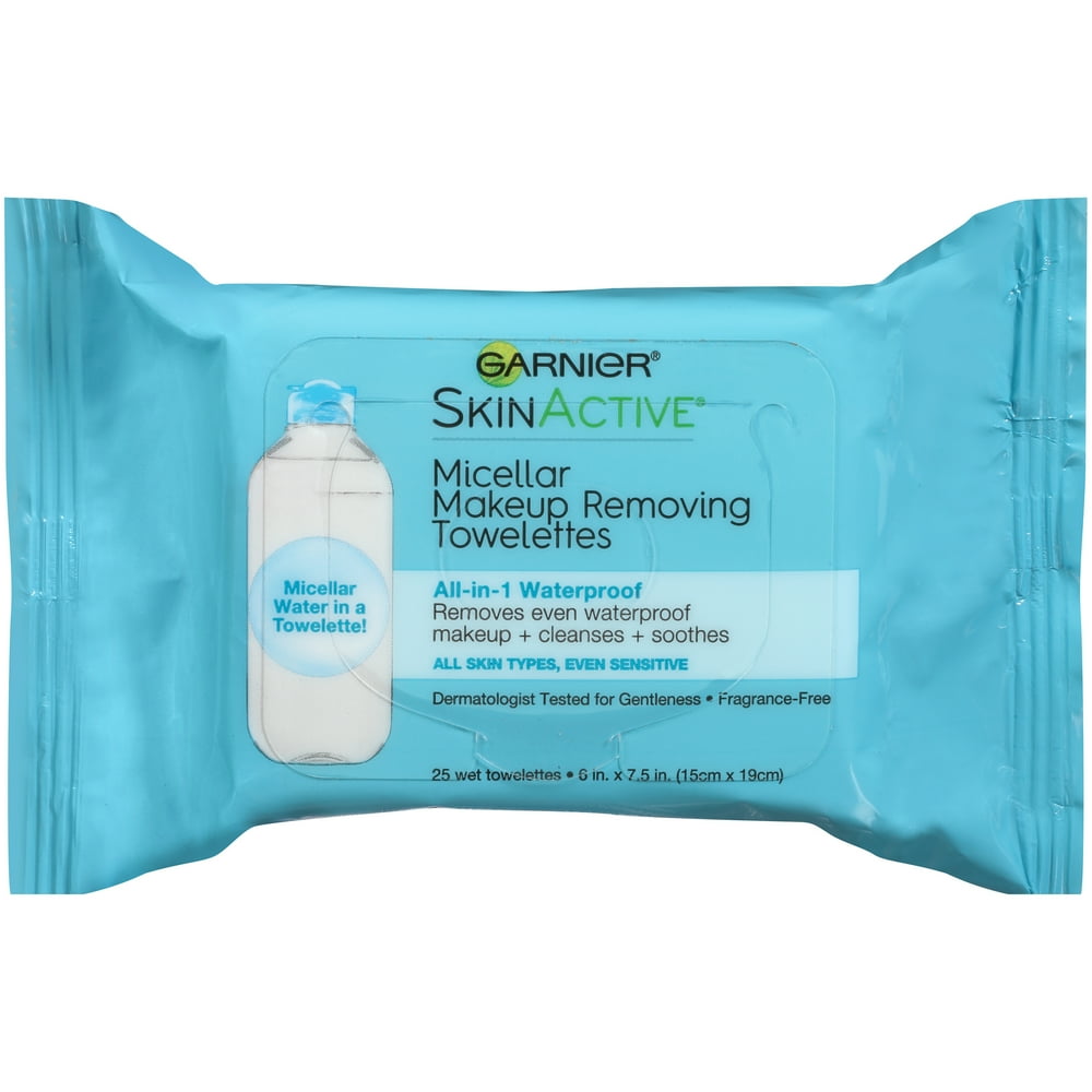 25 ct., Garnier SkinActive Micellar Waterproof Makeup Remover Wipes