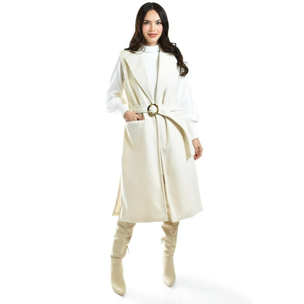 Chaleco largo con textura Roman Fashion /Juvenil, 2056 (Hueso) beige G