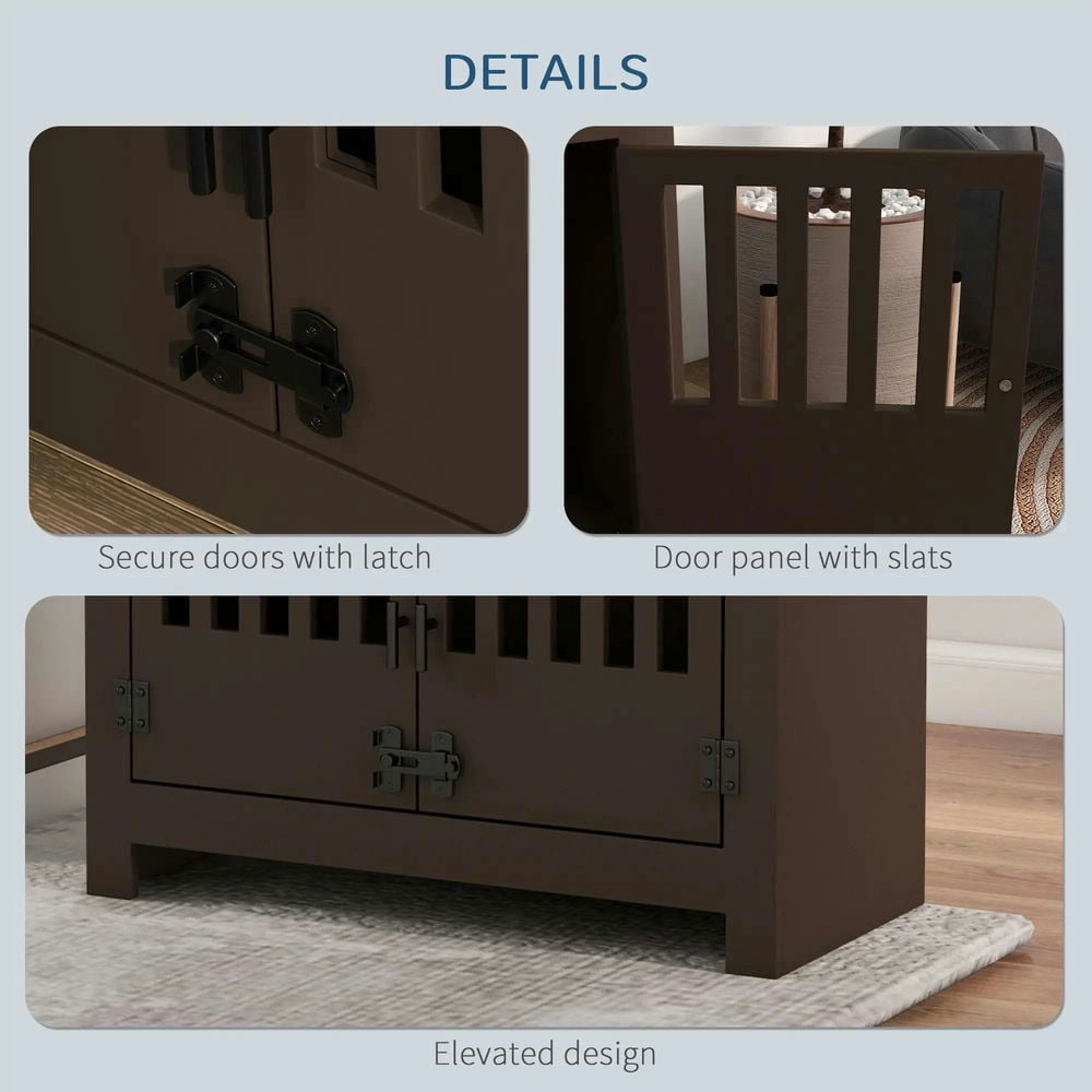 Barara King Pet Feeding Station, Dog Bowls, Dog Food Storage Cabinet with Bowls & Dog Feeding Station, Espresso
