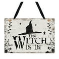 thumbnail image 2 of hengsof Halloween Hanging Welcome Sign Trick or Treat Wooden Plaque Board for Haunted House - Witch is in, 2 of 6