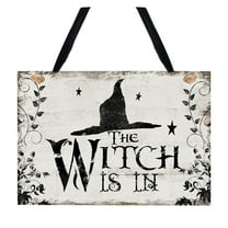 EUDIDV Scary Gate Sign Halloween Witch Hat Listing Wooden Ghost Festival Skull Decoration Hanging Board Halloween Gate Signage Decorative