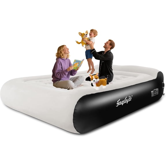 16" Air Mattress Queen with Built in Pump,Portable Full Blow up Mattress with Carry Bag, Comfort Flocked Airbed Inflatable Mattress for Guests,Camping