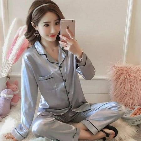 

PIKADINGNIS Short Sleeve Silk Pajamas Spring Women Summer Pajama Sets Silk Pijama Sleepwear Pyjamas 3XL 4XL 5XL 85kg Nightwear Set