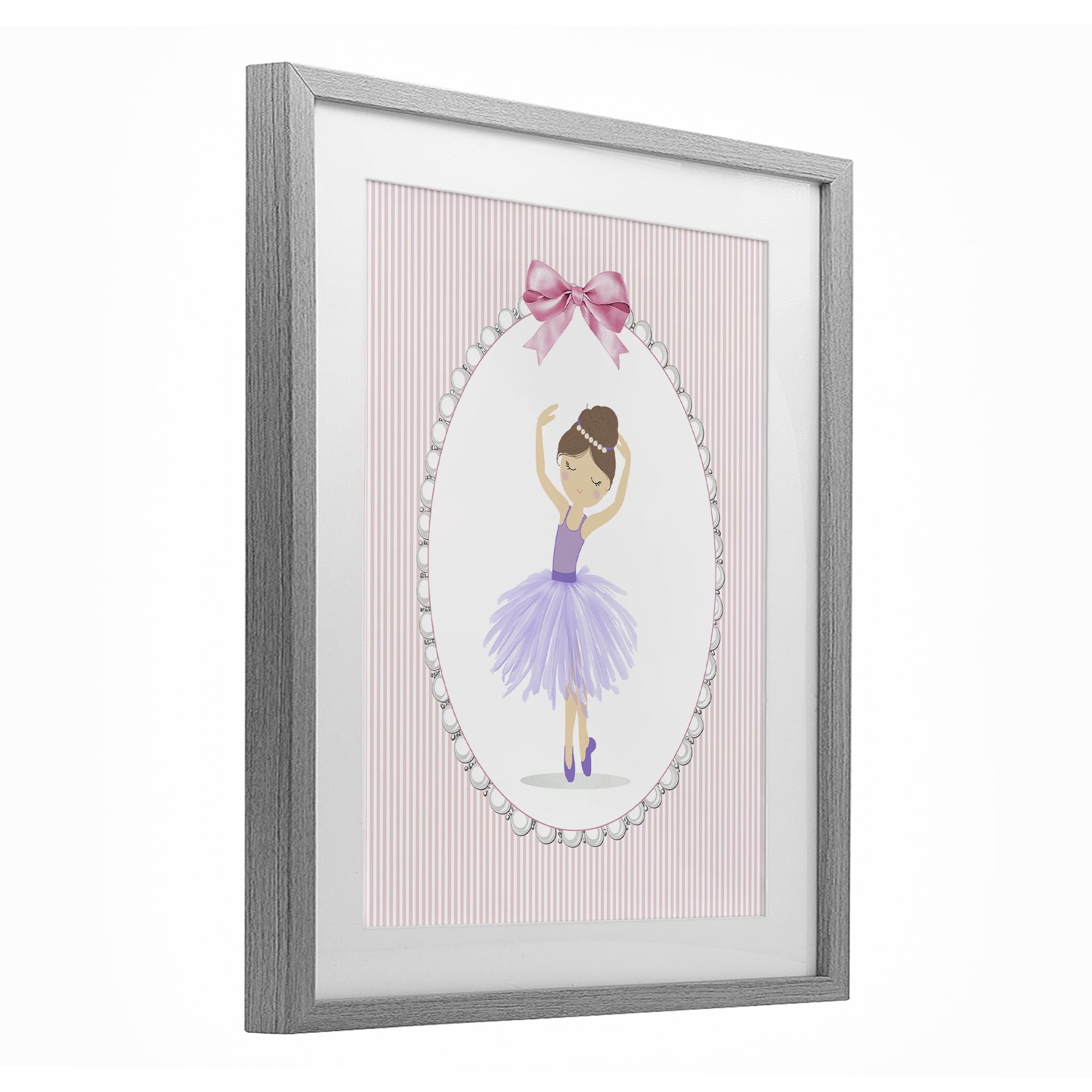 Stupell Industries Graceful Dance on Stripes Gray Framed Print Under Glass, design by Christine Simpson Art