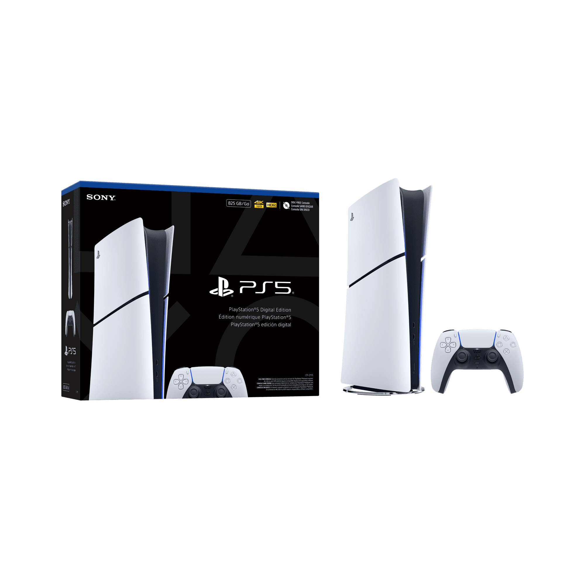 Sony PlayStation 5 Slim Digital Edition Console, 825GB SSD, 4K Graphics, White