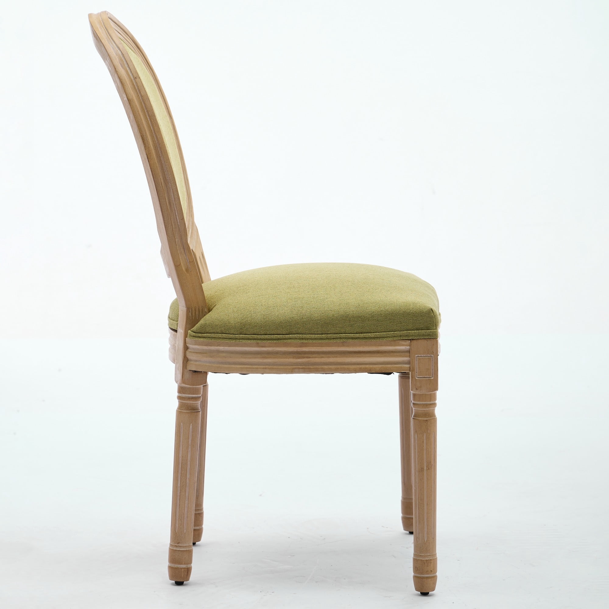 Miniyam Dining Chair Set of 2, French Style Antique Painting Linen Fabric Back, Olive Green