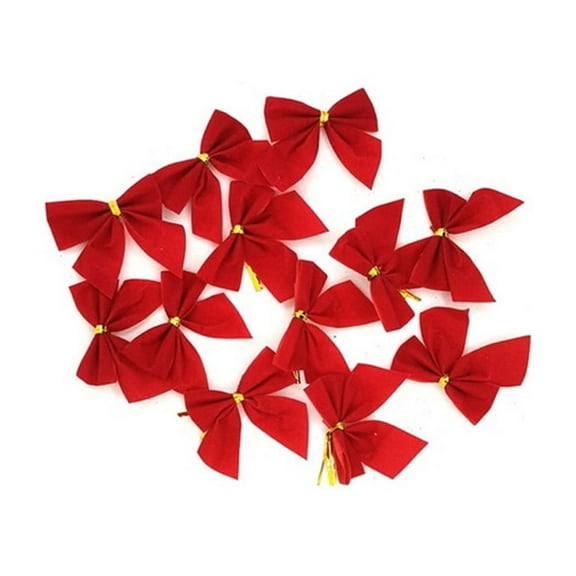 Happon Christmas Bows Ornaments for Xmas Tree Ribbons Glitter Bow, 36 Pcs Mini Bowknot Christmas Tree Hanging Decorations, Party Home Wreaths Gift Wrapping Supplies (Red)