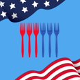 thumbnail image 5 of Lilixerw 4th of July USA Flag Tableware Set,Patriotic American Flag Disposable Plates,Cups,Napkins,Forks,Spoons,Knives for Memorial Day,Independence Day Party Supplies, 5 of 7