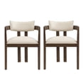 thumbnail image 1 of Noble House Dining Chair with Armrest Set of 2,Polyester Linen Blend Fabric,Walnut, 1 of 8