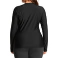 thumbnail image 3 of Charmo Womens Plus Size Long Sleeve Rash Guard Top Zipper Swimsuit Swim Shirt, 3 of 6