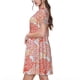 thumbnail image 2 of Easygdp Corals para Vestido Transpirable de Mujer, Vestido Suelto de Manga Corta con Pliegues y Bolsillos para el Verano, 2 of 6