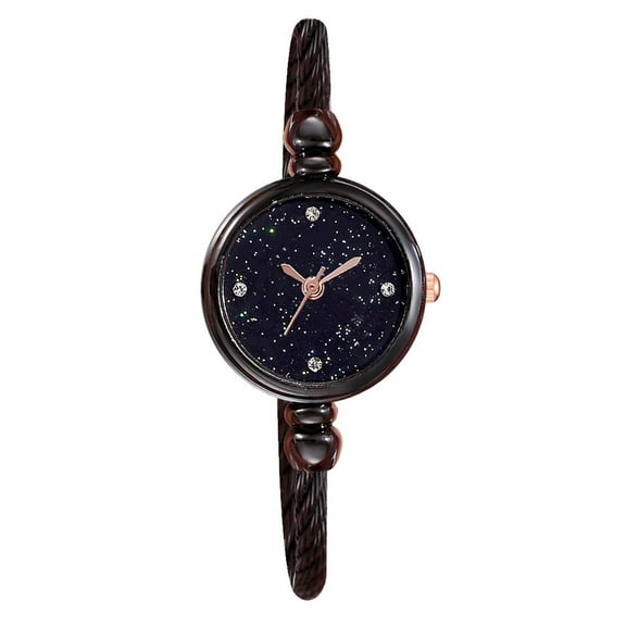 Valentine's Day Gifts for Woman Fashion Star Inlaid Stainless Steel Watch Ladies Quartz Watch Black