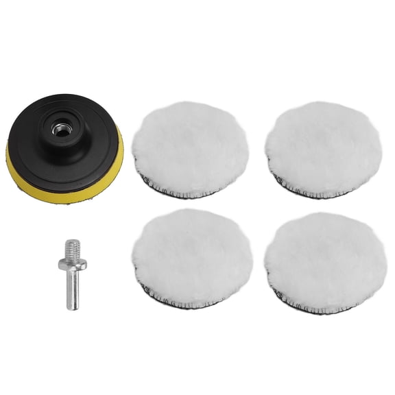 BIMZUC 6‑Piece 3" Imitation Wool Polishing Pad Kit with 5/8in‑11 Drill Adapter – Soft, Durable, Easy‑Change for Car Buffers