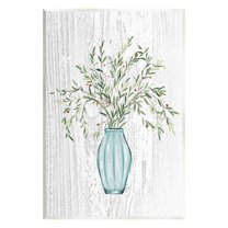 Stupell Industries Botanical Bouquet Vase Hanging Leaves Grain Pattern Graphic Art Unframed Art Print Wall Art, Design by Ziwei Li