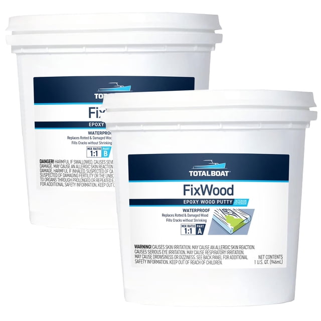 Kit de masilla epoxica TotalBoat Fixwood de grado marino de 2 cuartos de galón