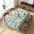 thumbnail image 3 of Sage Green White Leaves Table Cloth Waterproof Tablecloths, Spring Pastoral Rustic Botanical Tablecloth Dining Table Cover for Kitchen Party Tabletop Outdoor, Rectangle Tablecloth 54x108 Inch, 3 of 9
