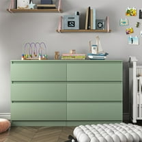 Hommoo Green 6 Drawer Dresser, Wood Modern Storage Cabinet Dresser Organizer, Chest of Drawers for Living Room, Closet, Hallway, Nursery