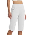 thumbnail image 2 of Women's Soft Fabric Mid Waisted Compression Yoga Pants, Tummy Control Shaping Fit for Workout, Running, Lounge, Casual Activewear, Polyester Blend Athletic | TruHer,White 3XL, 2 of 8