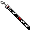 thumbnail image 2 of Buckle-Down Pet Leash, Dog Leash, I Heart My Wiener Dog Silhouette Black White Red, 4 Feet Long 1.0 Inch Wide, 2 of 6