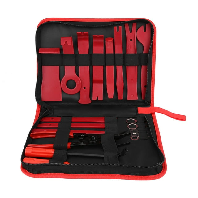 19pcs Radio Stéréo Outil de Fixation Pinces Pinces Porte Clip Panneau Outils de Retrait Kit Rouge