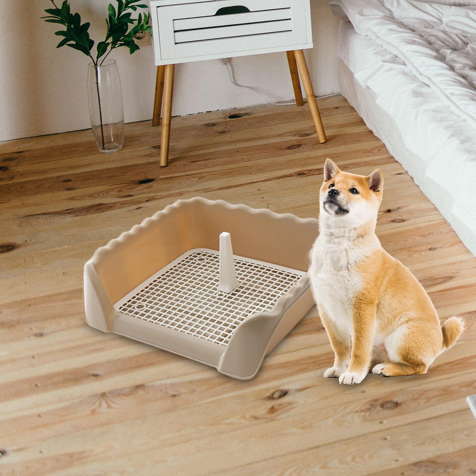 Indoor Dog Potty Tray with Protection Wall Non Slip Mat Holder Anti