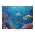 thumbnail image 5 of ERAPDAUR  Blue Ocean Wave World Tapestry, Undersea World Tapestry Wall Hanging, Marine Life and Coral Reef for Children, Tapestry for Bedroom Living Room School Dormitory 60x50inch, 5 of 6