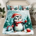 thumbnail image 2 of Manfei Kawaii Penguin 4-Piece Full Size Sheets for Preppy Kids Children,Merry Christmas Bed Sheets,Happy Xmas Snowflake Lightweight Sheet Sets,Ultra Soft Home Decor, 2 of 7