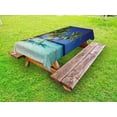 thumbnail image 1 of Ocean Outdoor Tablecloth, Maldives Bay Paradise Resort Summer in Pacific Holiday Destinations, Decorative Washable Fabric Picnic Tablecloth, 58 X 104 Inches, Navy Blue Turquoise Green, by Ambesonne, 1 of 2
