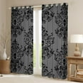 thumbnail image 2 of jejeloiu Damask Victorian Flower Blackout Curtains,Halloween Skleleton Curtains Pack of 2 (38x45 Each),Gray Black Window Curtains For Men Women,Lightweight Room Decorative, 2 of 6