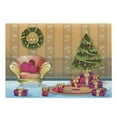 thumbnail image 1 of Christmas Cutting Board, Happy Noel Themed Cartoon of Room with Seat Flourish Tree and Gift Boxes, Decorative Tempered Glass Cutting and Serving Board, in 3 Sizes, by Ambesonne, 1 of 2