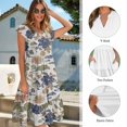thumbnail image 6 of Garronmavis Chinoiserie Lotus Couples' Outfits Husban and Wife Clothing Mens Button Down Shirt Size 2XL Beach Blouse Tops and Flowy Womens V-neck Midi Hawaiian Dress, 6 of 7