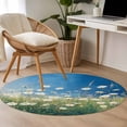 thumbnail image 3 of Area Rug 48in, Watercolor Wildflower Flower Leaves Floor Carpet Living Room Rug, Oil Painting Art Non-Slip Welcome Mat Indoor Rugs for Bedroom Dining Room, 3 of 9
