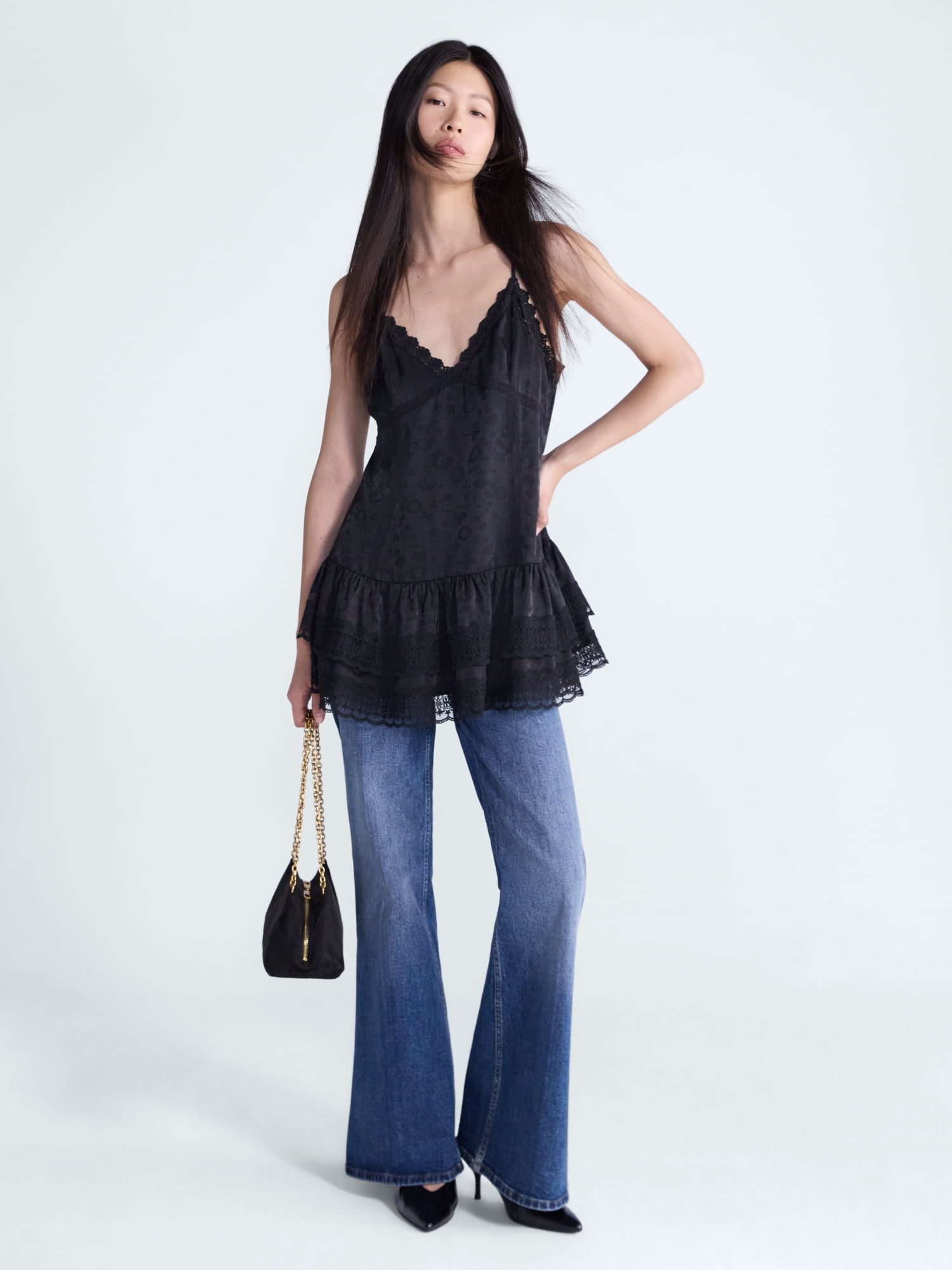 Scoop Women's and Women's Plus Tiered Lace Cami, Sizes XS-4X