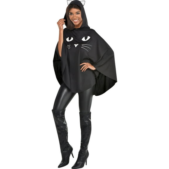 Party City Black Cat Halloween Poncho for Adults, Costume Accessory, One Size