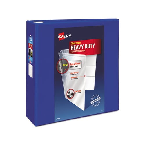 Heavy-Duty View Binder with DuraHinge and Locking One Touch EZD Rings 3 Rings, 4" Capacity, 11 x 8.5, Pacific Blue