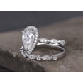 thumbnail image 3 of HeartsAndYou 2.3ct Engagement Ring for Women Pear Cut Moissanite Bridal Set Halo Band 18k White Gold Over Silver, 3 of 8
