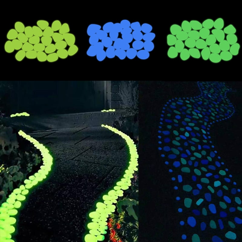 Details about   300PCS Luminous Pebble Stones Pathway Glow in the Dark Garden Walkway Yard Decor 