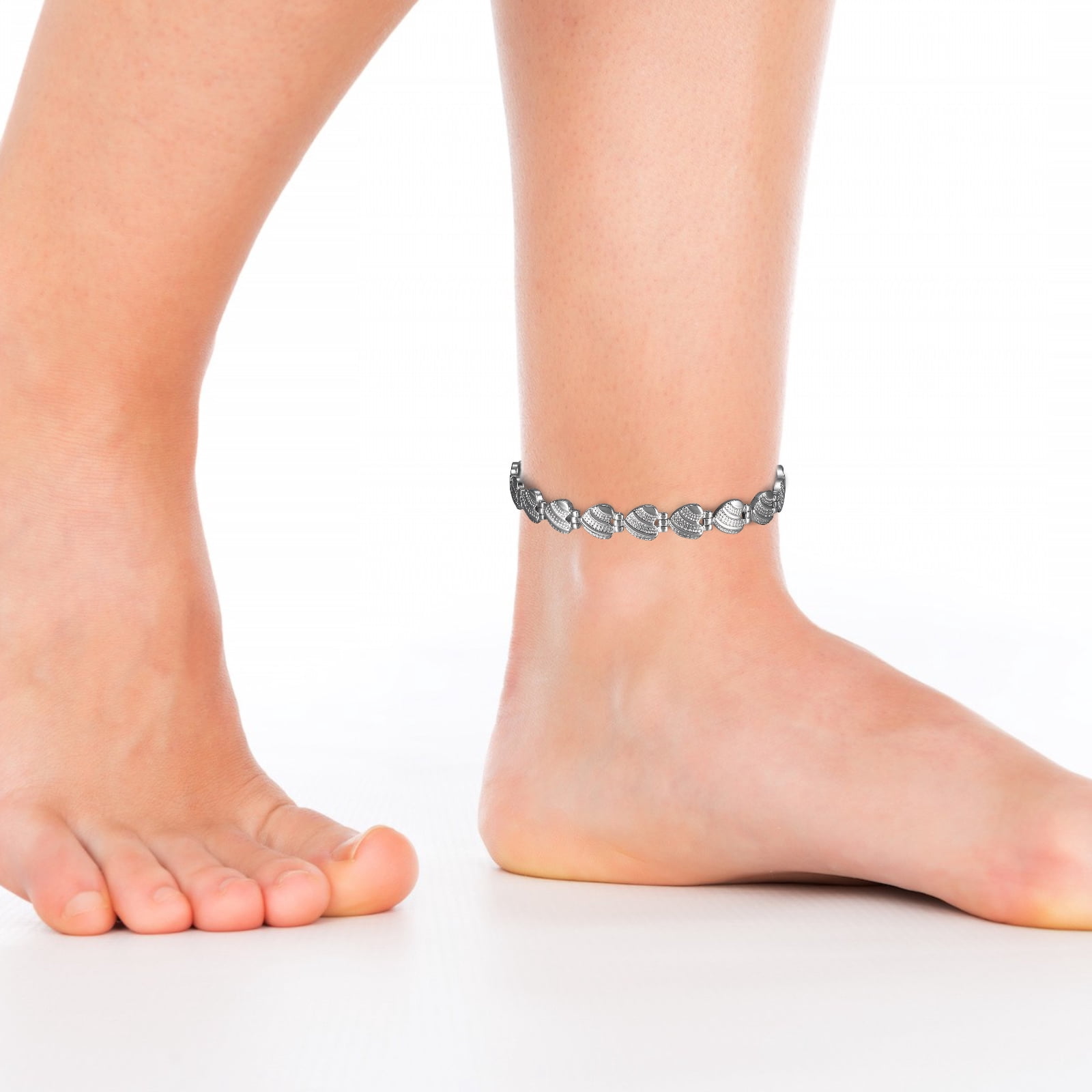 Wollet Heart Stainless Steel Magnetic Anklets for Women,9-10.23'',  Health Gift for Mom Wife Daughter, Width:0.43''