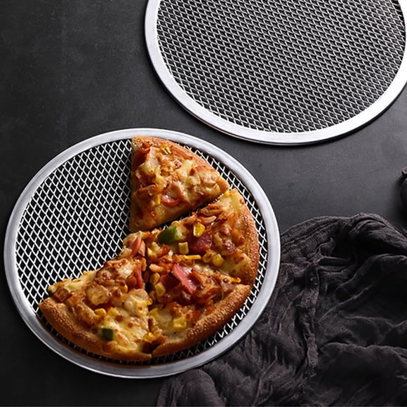 Thickened Stainless Steel Perforated Pizza Pan Round Oven Mesh Tray Crisper Cooking Racks for Oven Use Non Heart Shaped Baking Pan Half Sheet Baking Pans Cookie Sheet with Wire Rack Insert