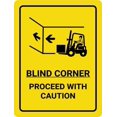 thumbnail image 1 of Blind Corner With Icons Sign Safety Restriction Alert Attention Caution Warning Notice Aluminum Metal Tin 8"X12" Sign Plate, 1 of 4