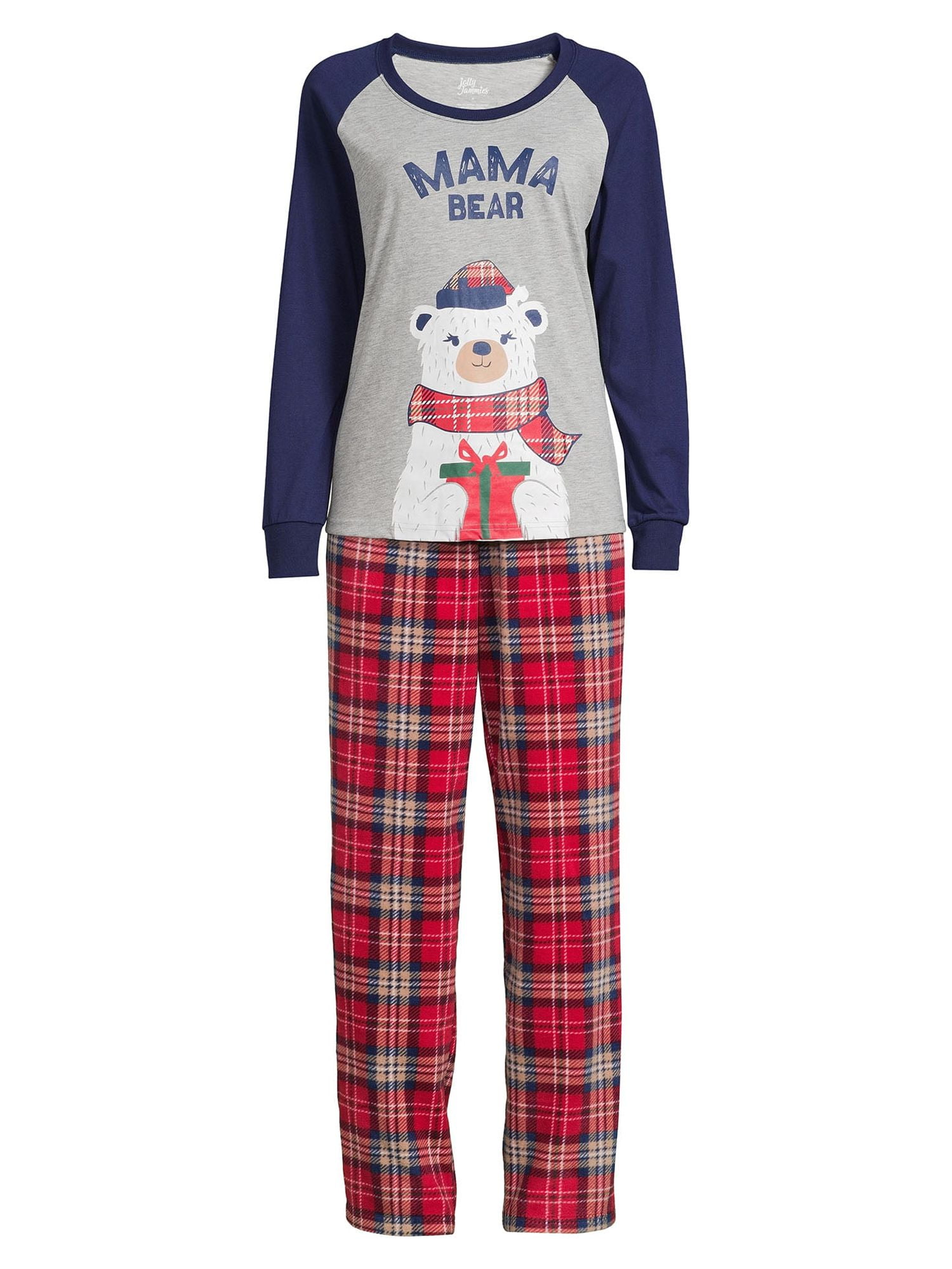Jolly Jammies Womens Plaid Bears Matching Family Pajamas Set, 2-Piece, Sizes S-3X