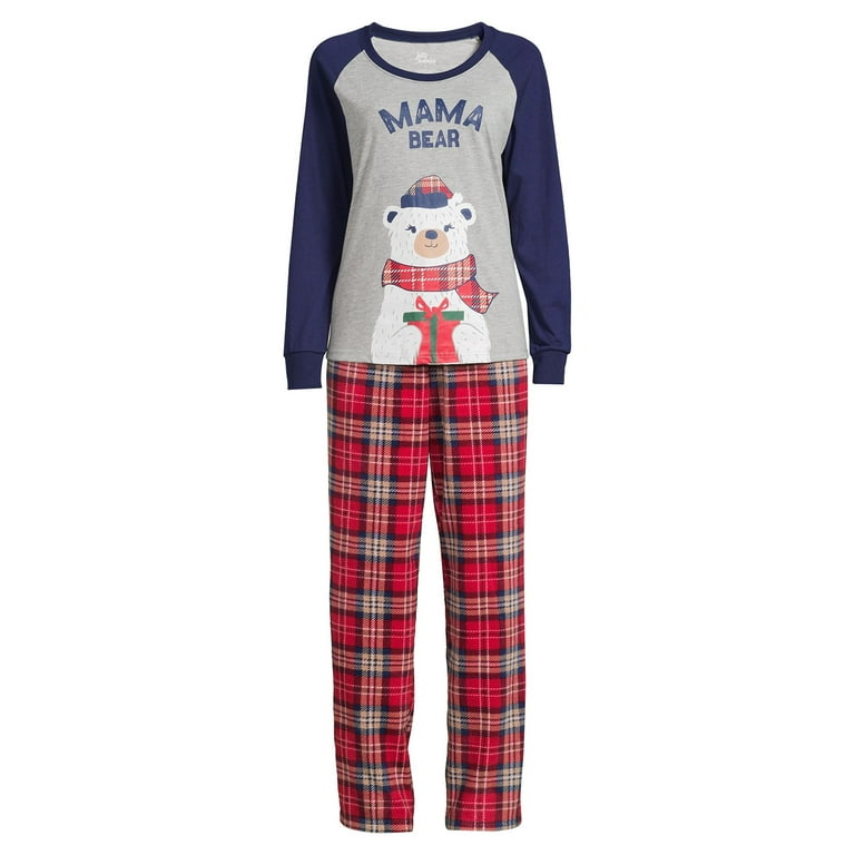 Jolly Jammies Men's Plaid Bear Holiday Matching Family Pajamas Sleepwear  Set, 2-Piece, Sizes S-XXL