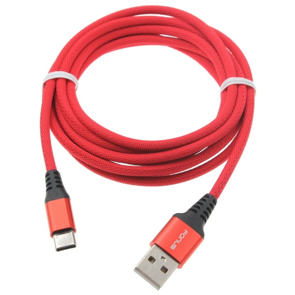 For TCL 40 XE 5G, 30 XE 5G - Type-C Red 10ft USB-C Cable, Charger Cord Power Wire Long Braided Fast Charge W1X