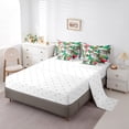 thumbnail image 5 of Manfei Flamingo Leopard Parrot 7pcs Bedding Comforter Set,Flower Leaves Queen Bedding Sets Super Cozy,Floral Animal Queen Sheet Sets,Luxury Teenager Bedroom Decor,Reversible, 5 of 8