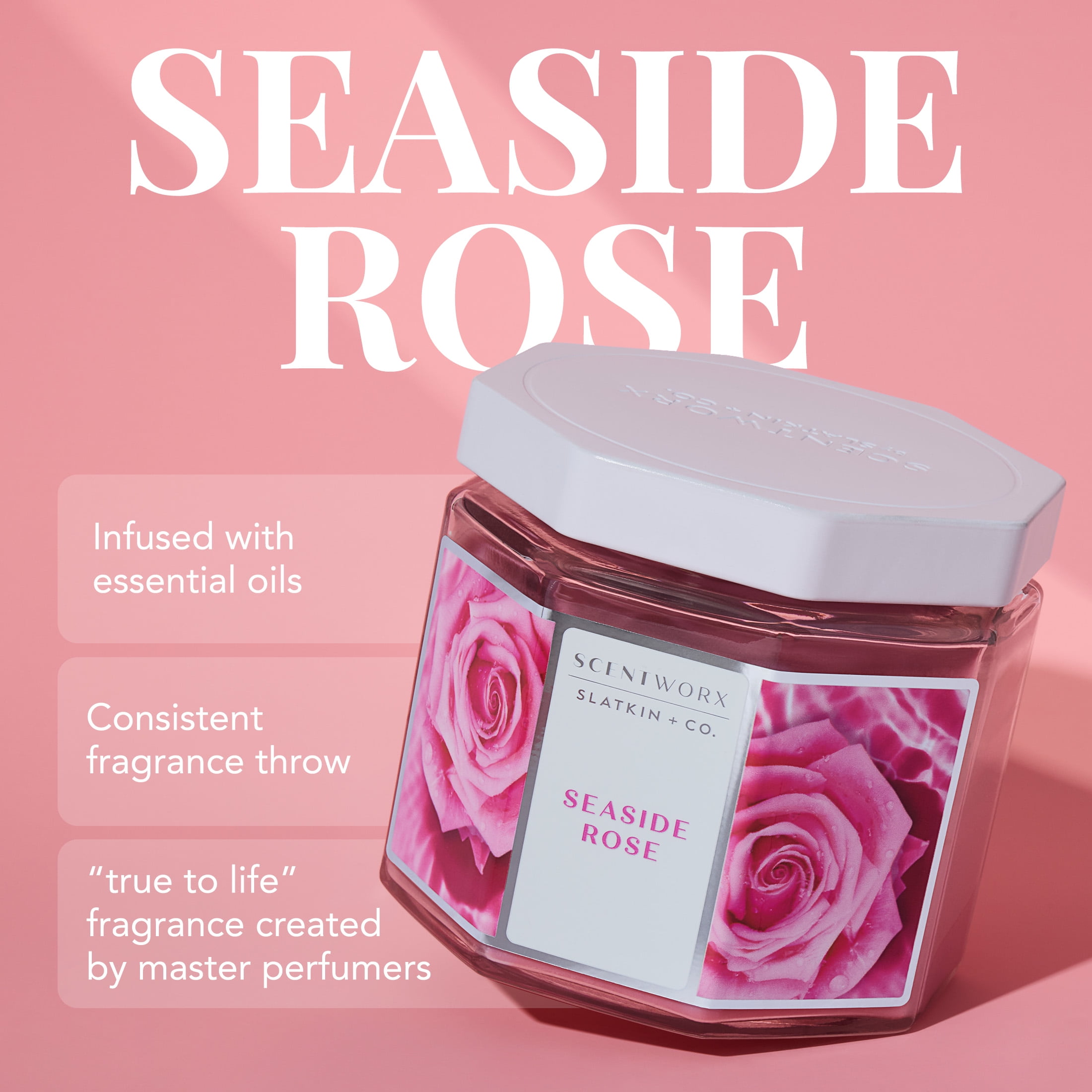 Scentworx 14.5 oz Seaside Rose 3-Wick Jar Candle by Slatkin & Co